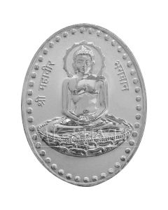 MK SHRI MAHAVIR BHAGWAN OVAL 999 SILVER COIN 100 GRAMS HIGH RELIEF